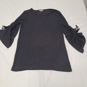 Juicy Couture Black Sparkle Bell Sleeve Long-Sleeve Top